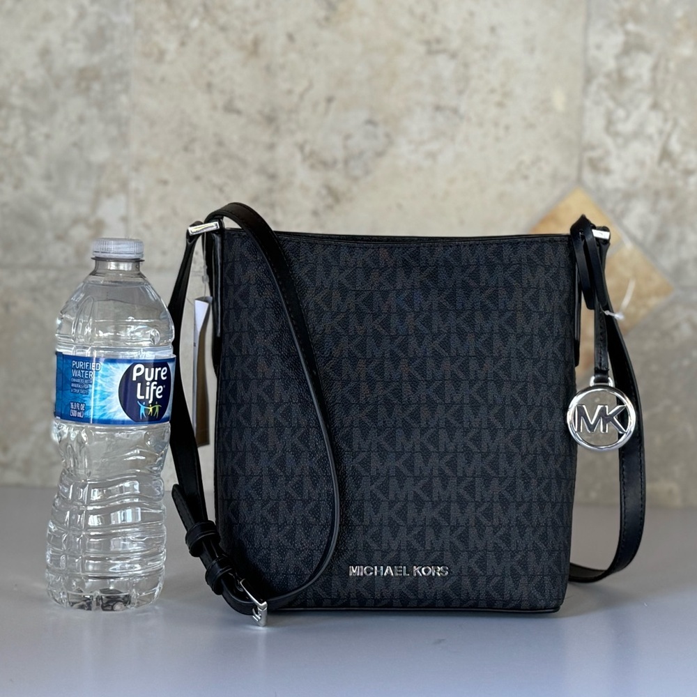 Michael Kors Kimberly Small Bucket Crossbody Bag MK Black - Picture 5 of 14